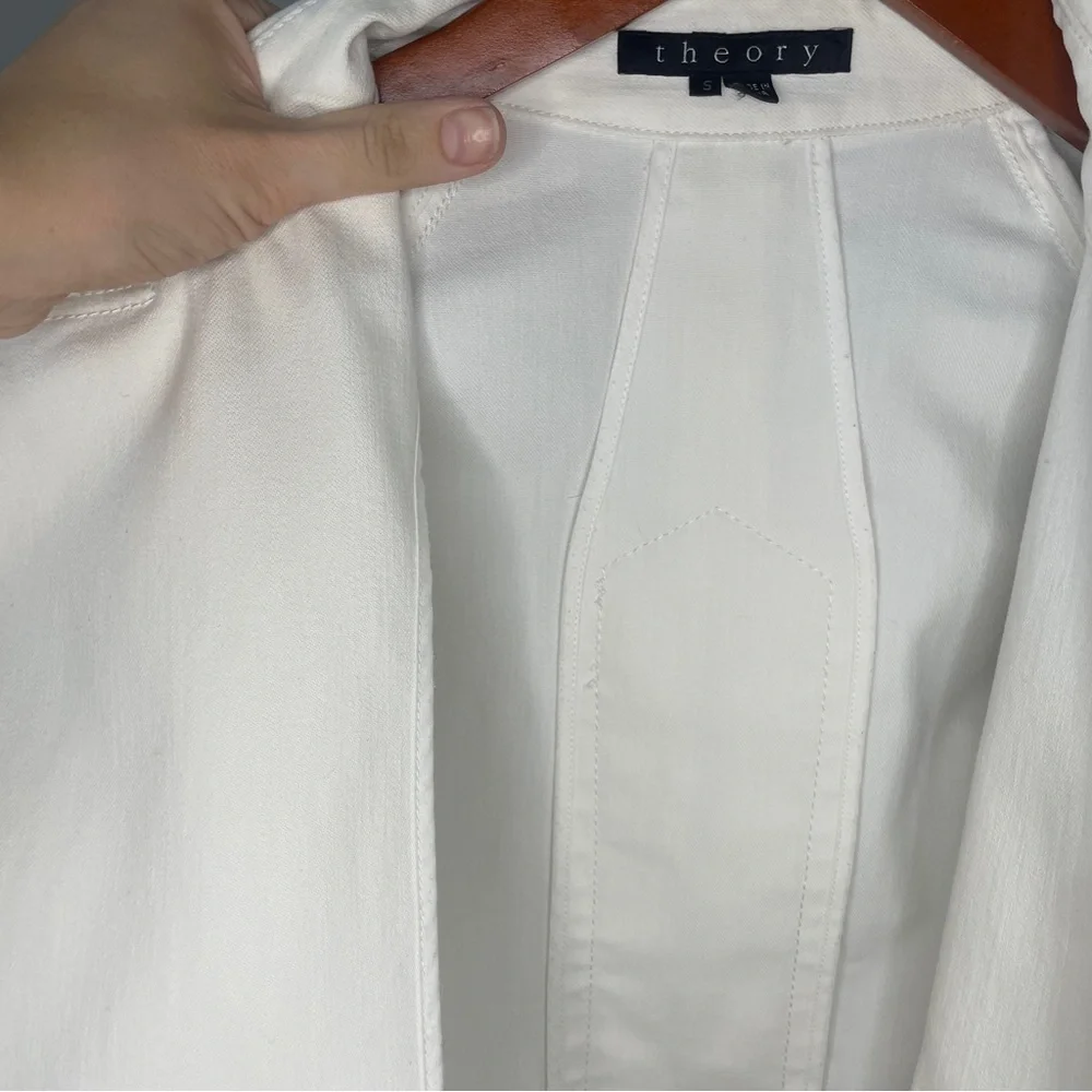 Theory Double Breasted Belted White Jacket - size small - Picture 8 of 12